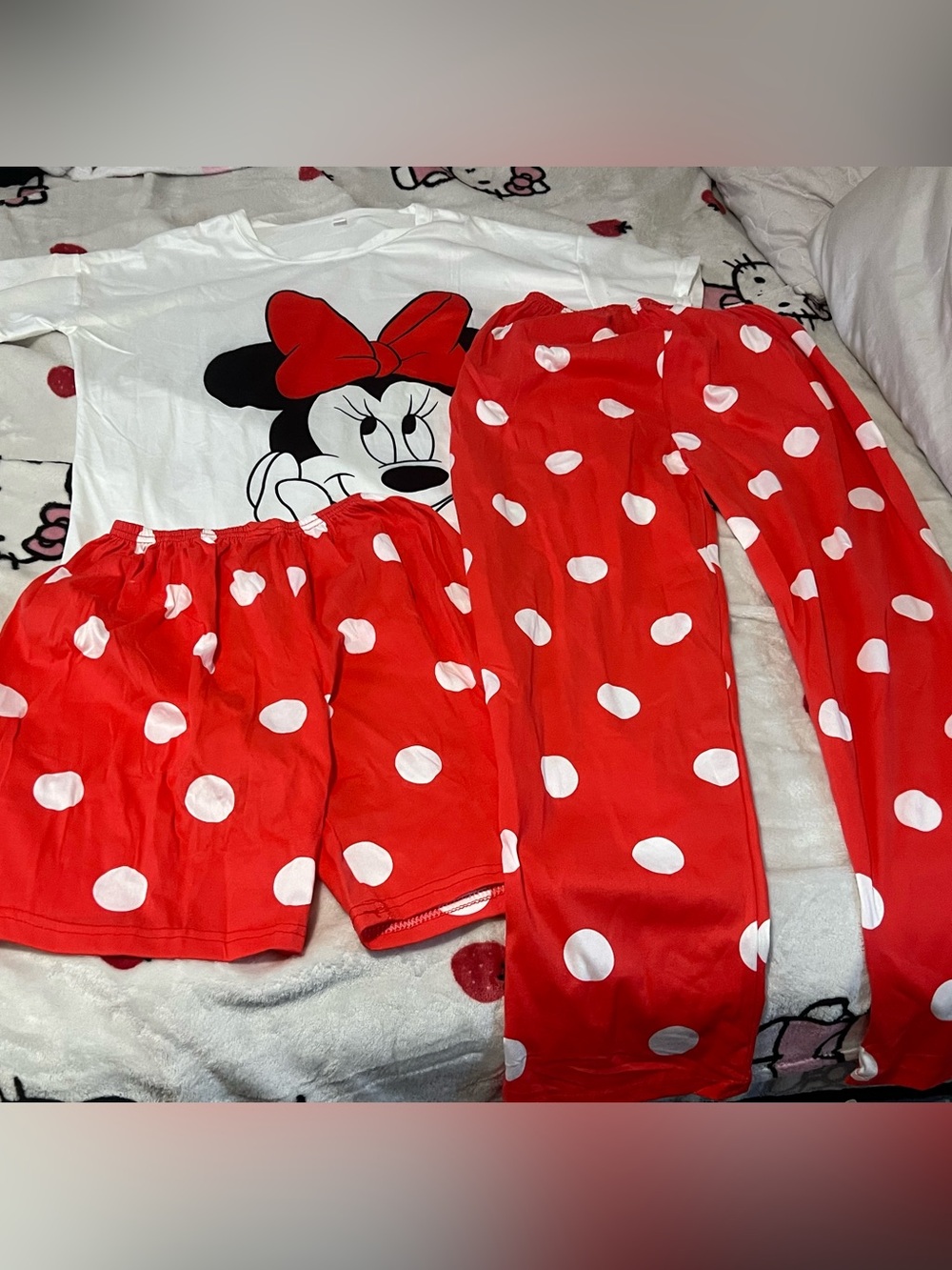 NWT Minnie Mouse Red Polka Dot 3 Piece Pajama Set